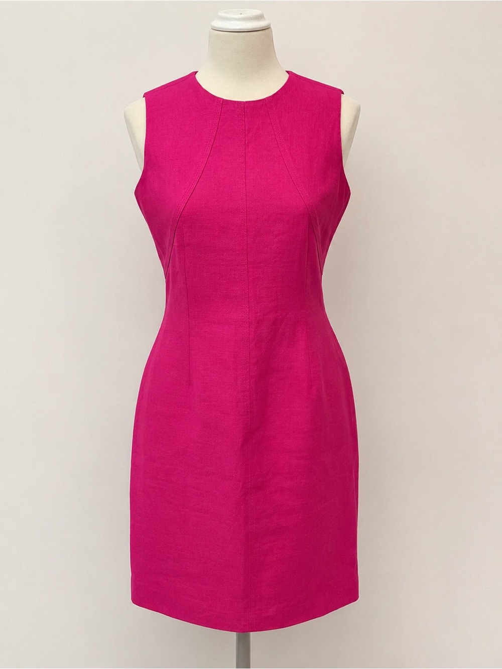 Talbots Petites Irish Linen Pink Sheath Dress 4 Classic Summer Career Minimalist